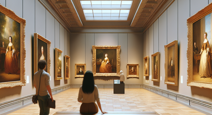 Berlin-Ausstellung: Besucher betrachten Anton Graffs Porträts in ruhiger Museumsgalerie, warm beleuchtet.